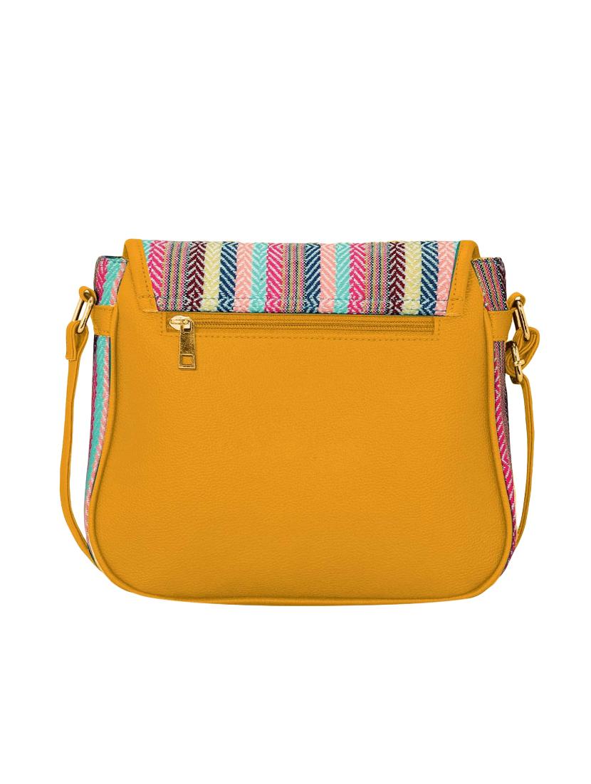 yellow leatherette (pu) sling bag - 16374535 - Standard Image - 1