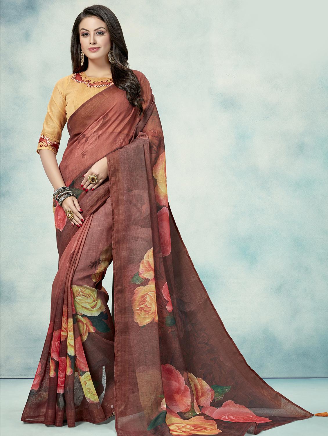 floral printed saree