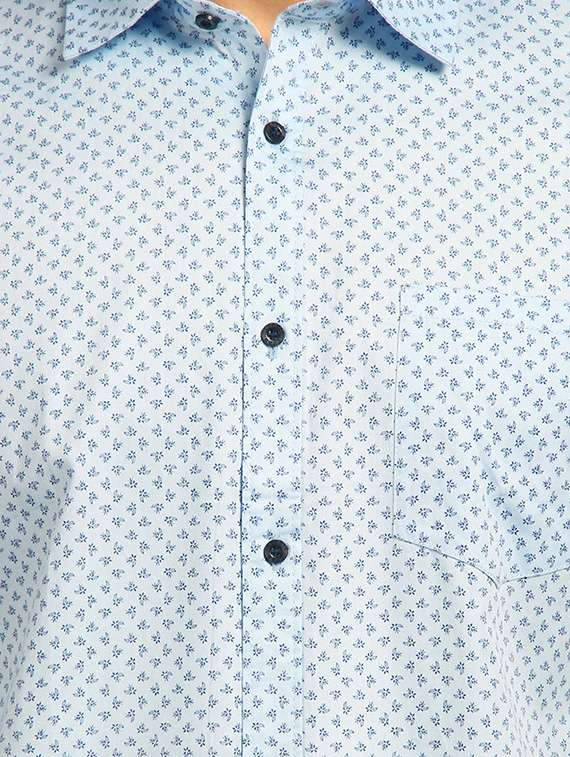 light blue printed casual shirt - 16379121 - Standard Image - 4