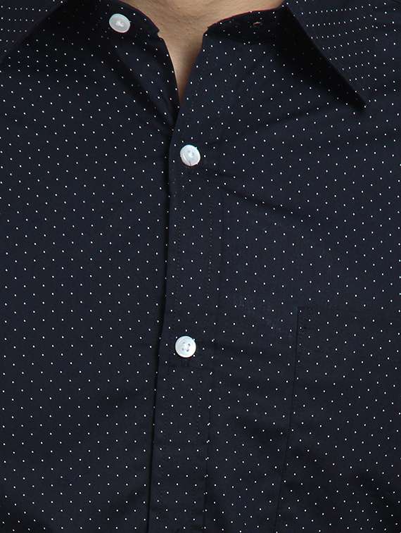 dark blue polka dot print casual shirt - 16379125 -  Standard Image - 4