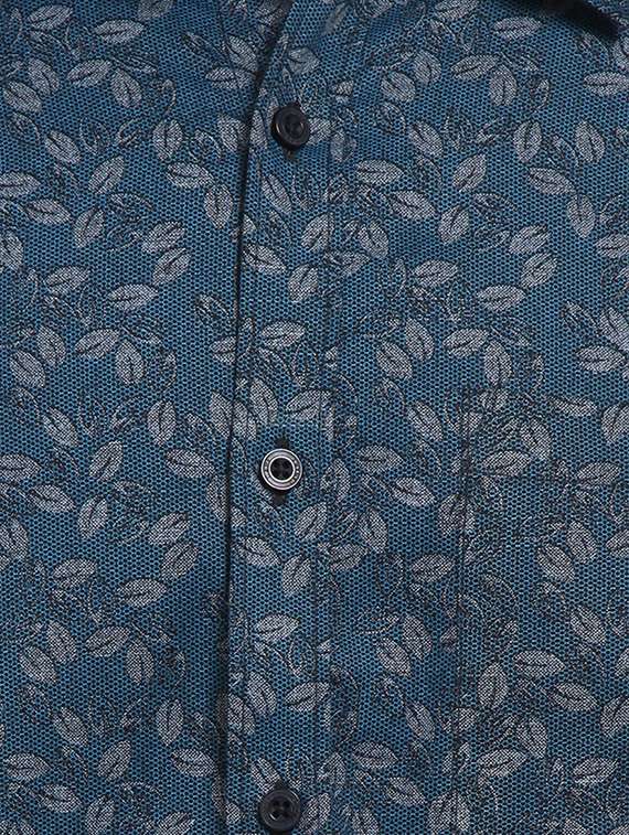 mens leaf print casual shirt - 16379139 - Standard Image - 4