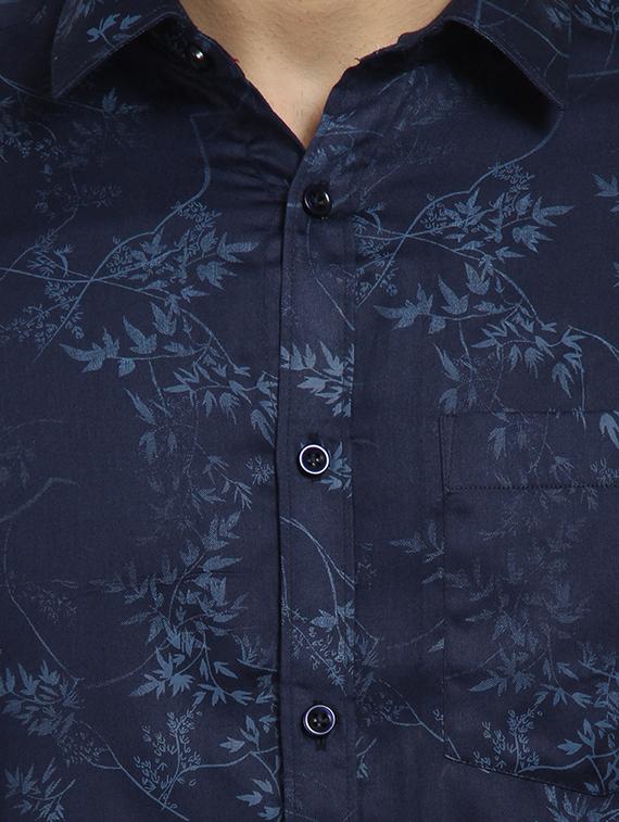 dark blue printed casual shirt - 16379159 - Standard Image - 4