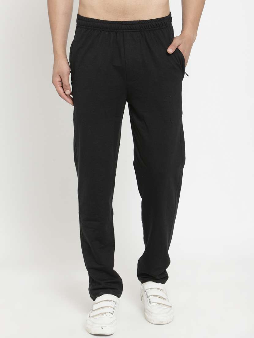 black solid full length track pant