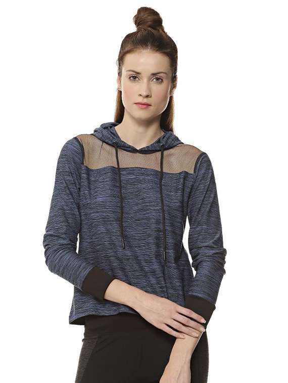 sheer panel hooded sports jacket