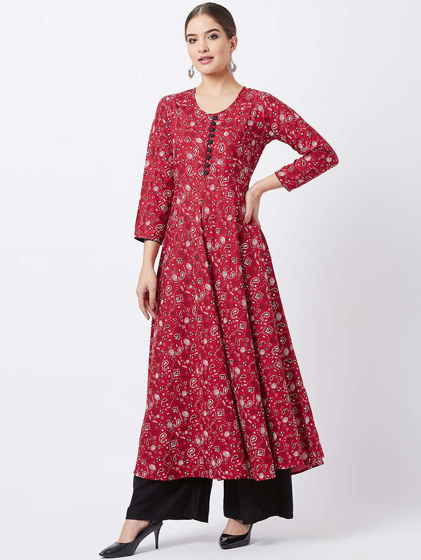 paisley print flared kurta