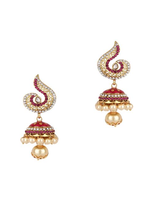 red jhumka earring - 16382123 - Standard Image - 0