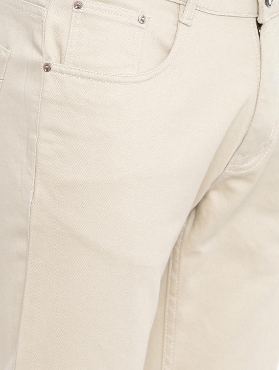 beige solid denim jeans - 16383880 - Standard Image - 4