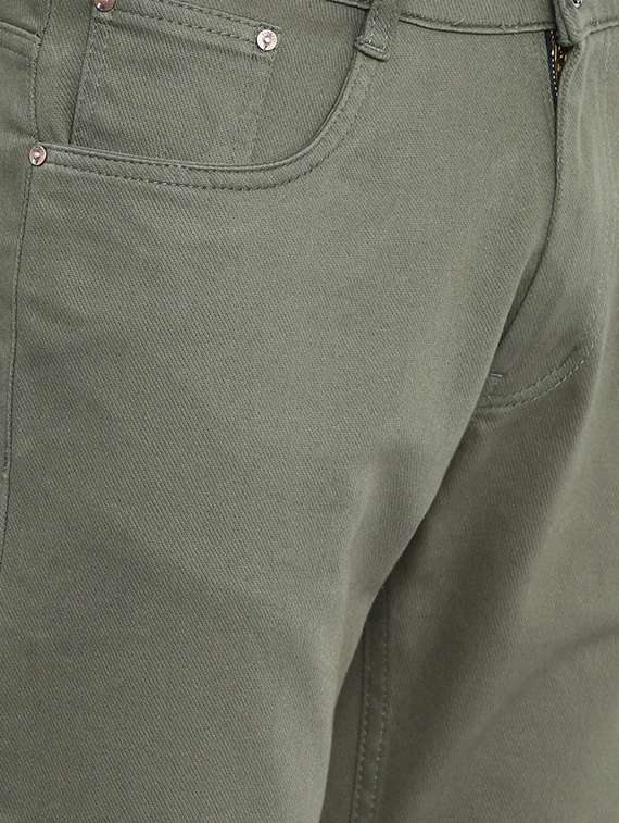 olive green solid denim jeans  - 16383883 -  Standard Image - 4