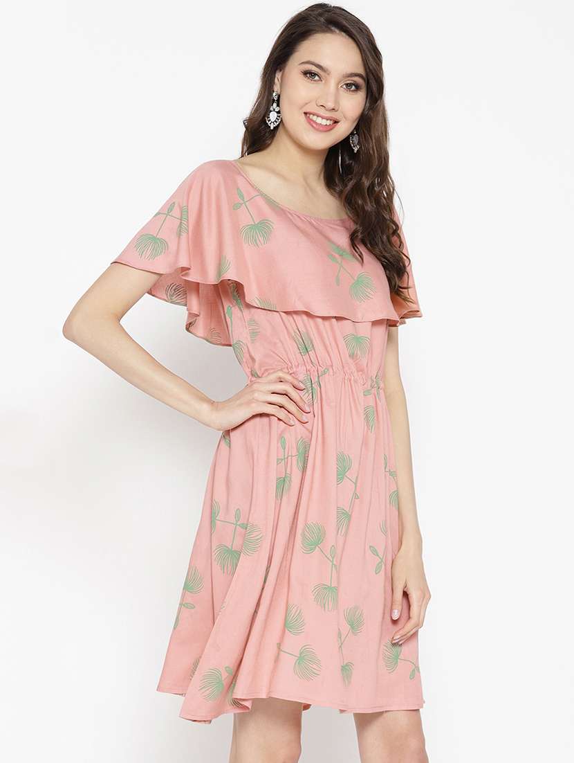 drawstring cape sleeved  fit & flare dress - 16386238 -  Standard Image - 1