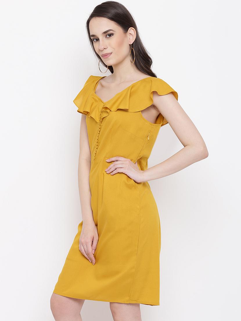 front loop ruffle detail sheath dress - 16386537 - Standard Image - 1