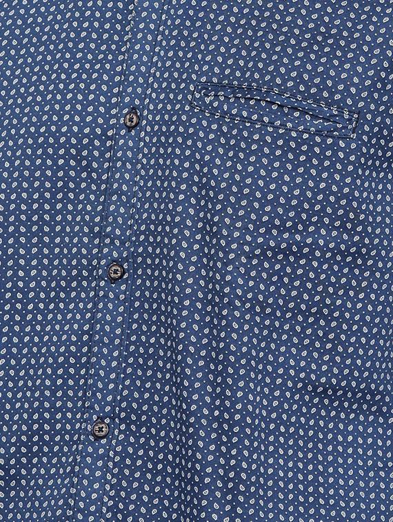 navy blue printed casual shirt - 16387665 - Standard Image - 4