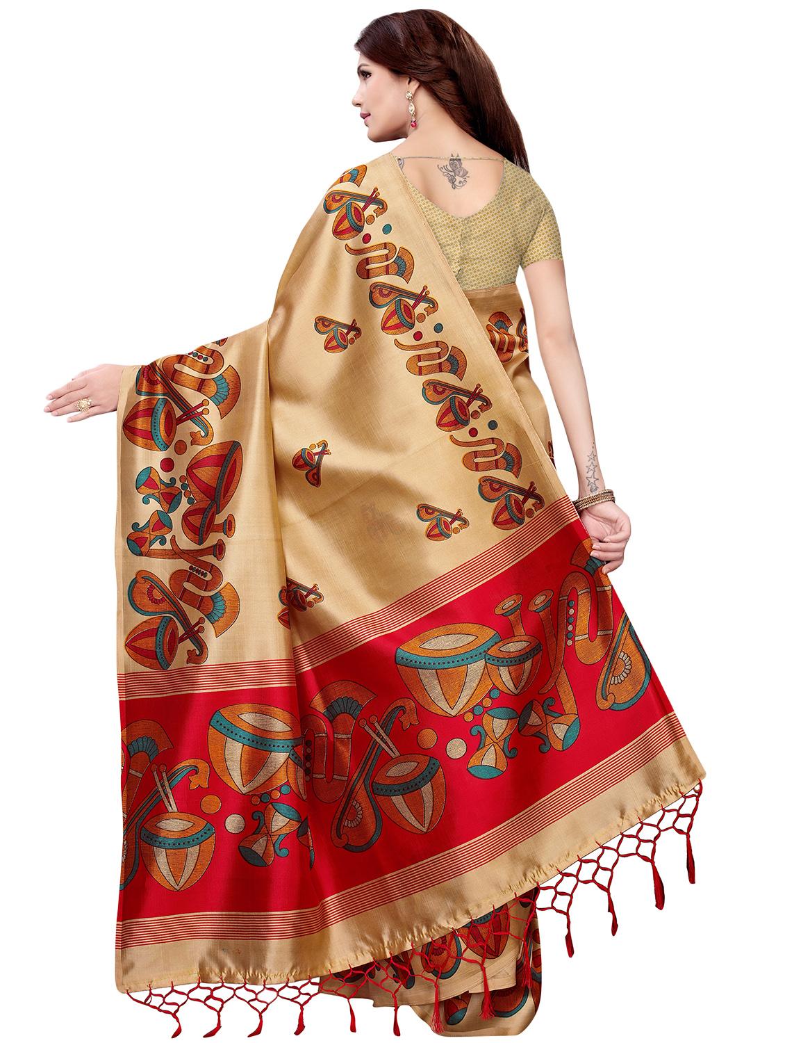 kalamkari printed mysore silk saree with blouse - 16387897 -  Standard Image - 1