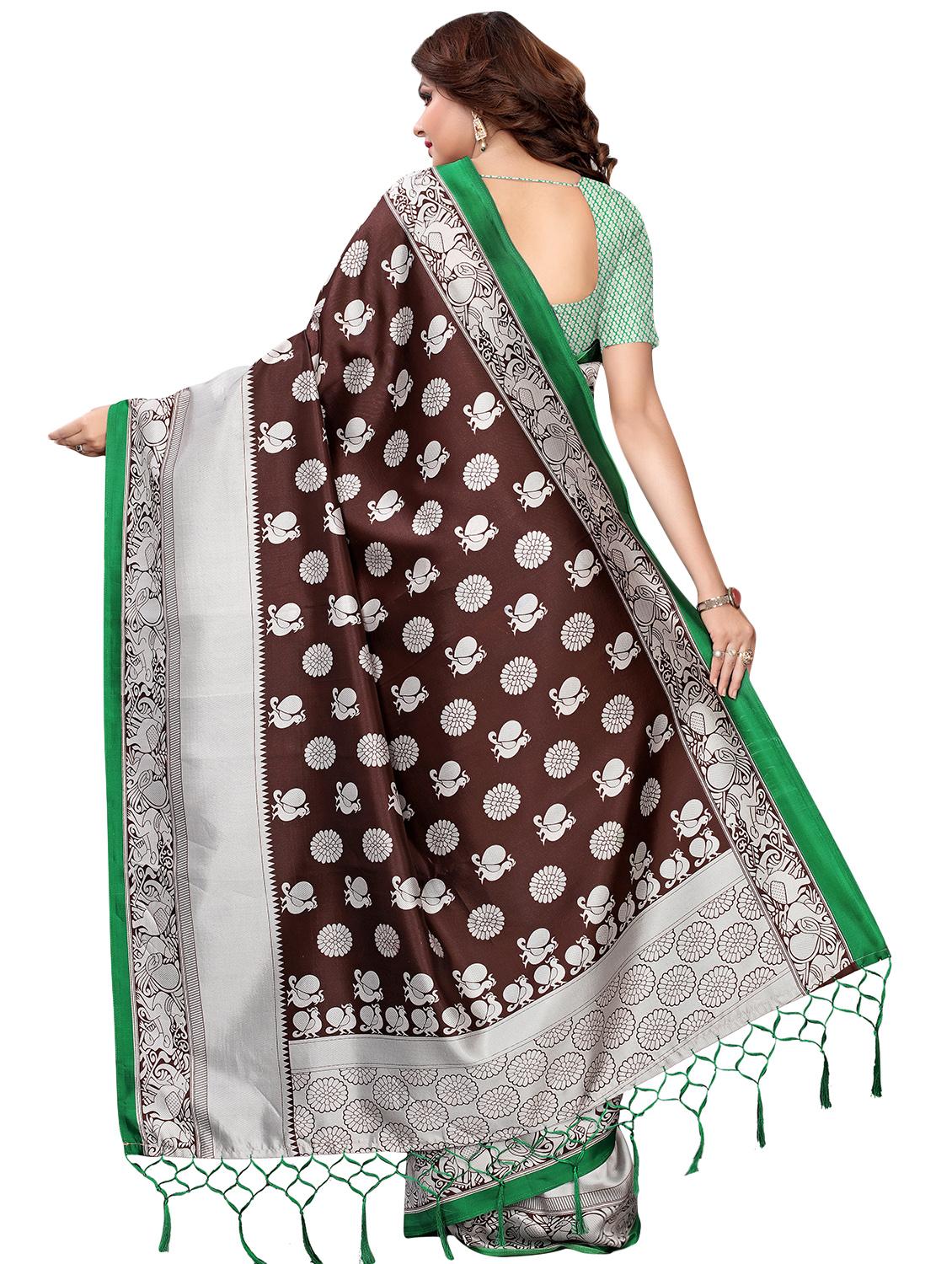 kalamkari printed mysore silk saree with blouse - 16387920 - Standard Image - 1