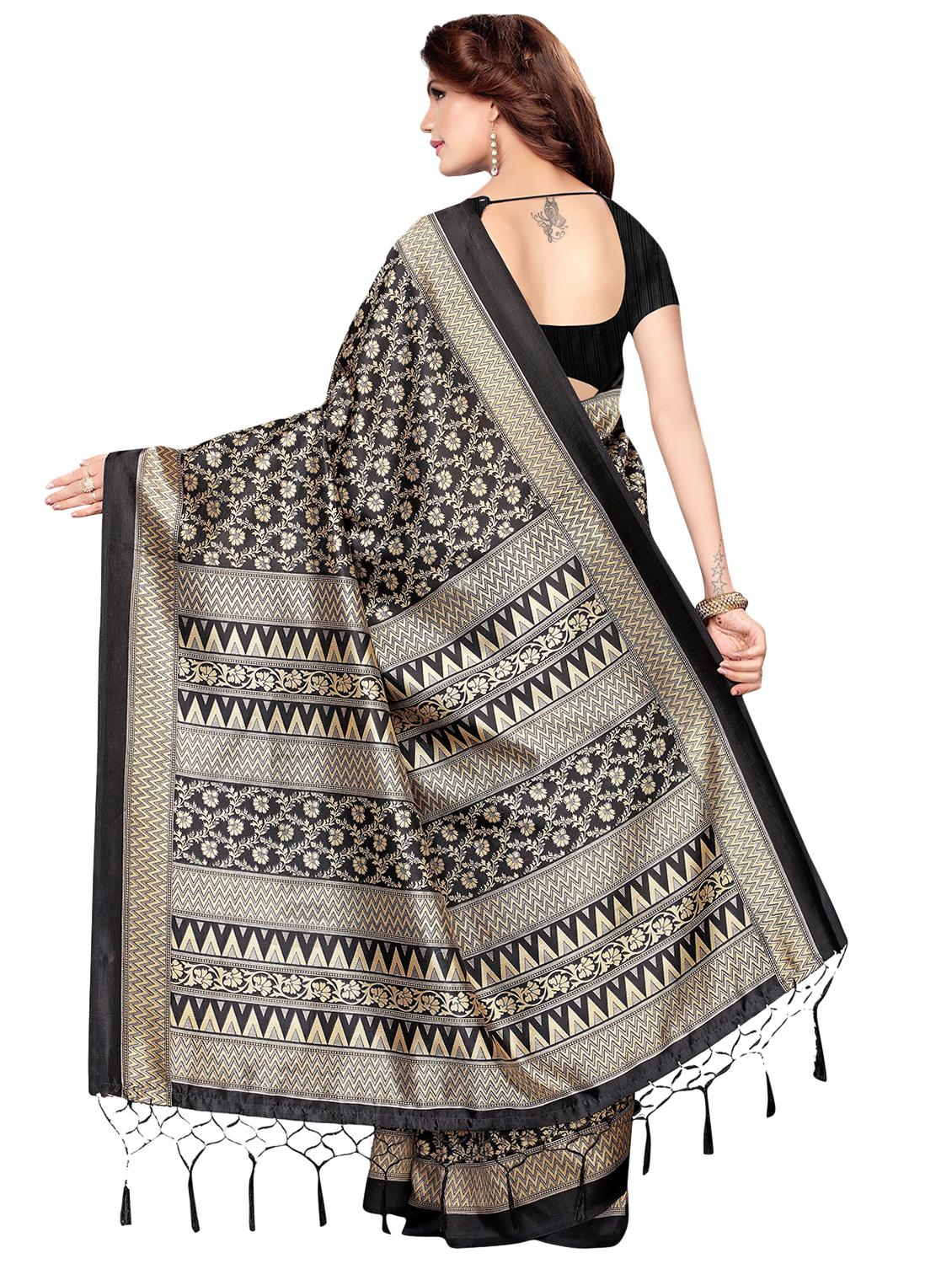 floral printed mysore silk saree with blouse - 16387924 - Standard Image - 1