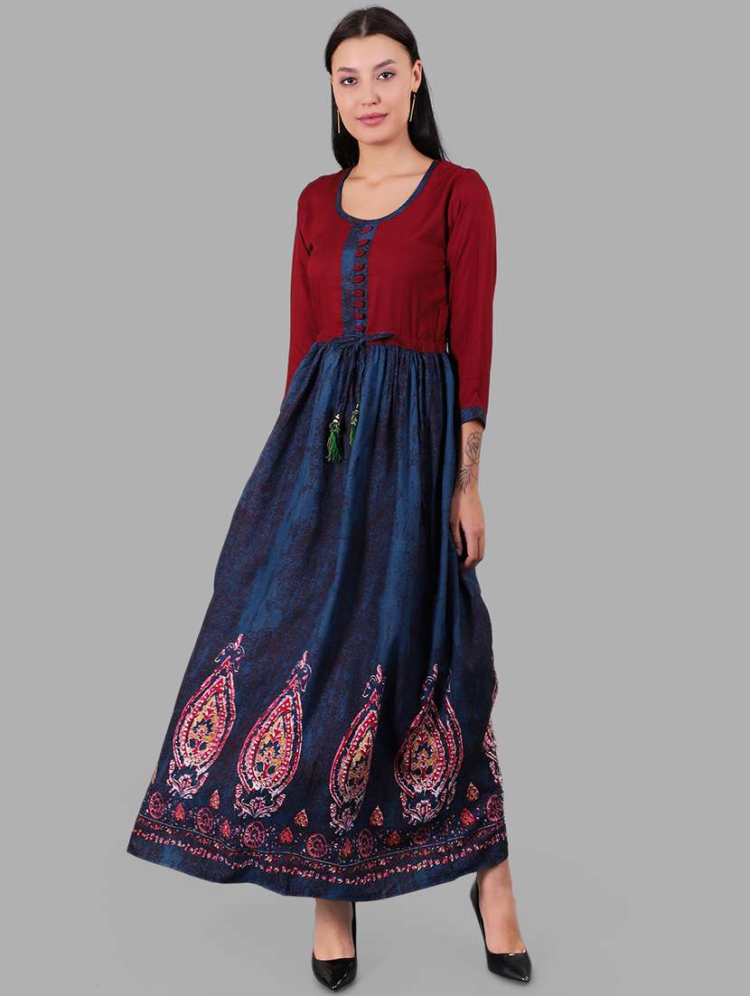 ethnic motifs printed flared kurta