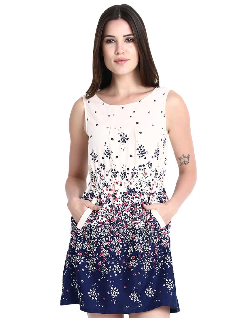 pocket detail floral a-line dress