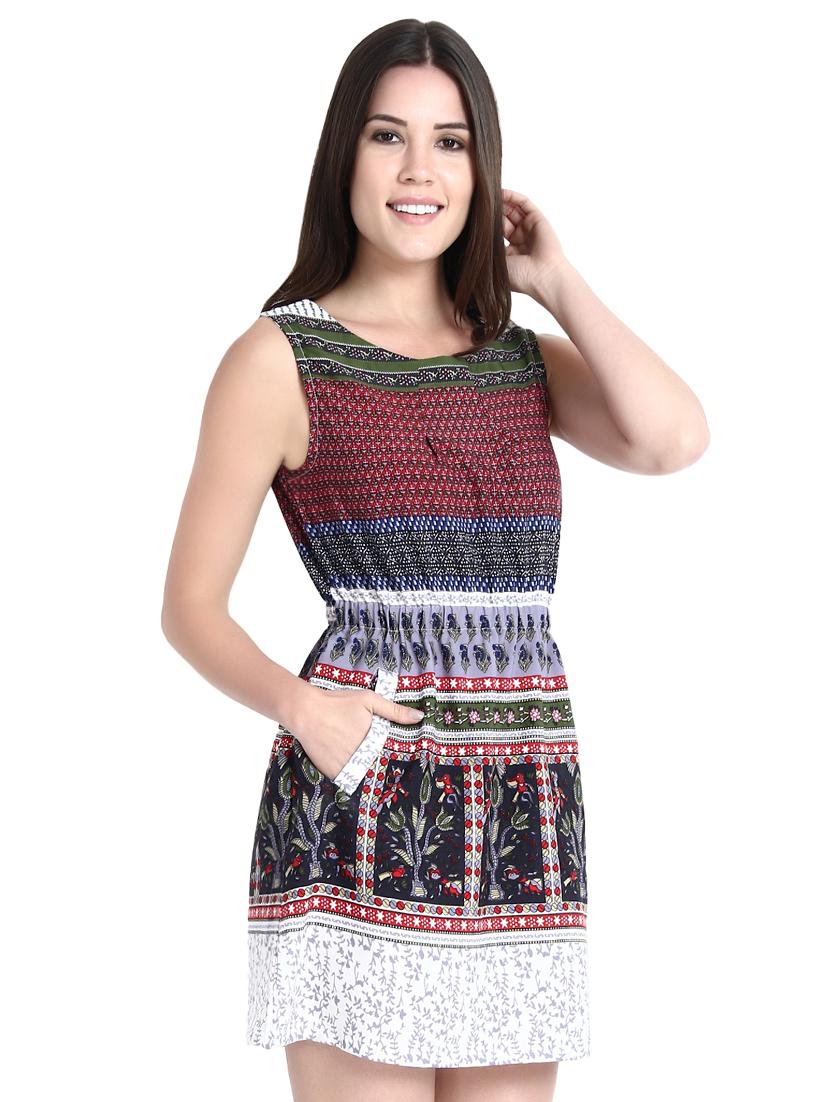 round neck pocket detail flared dress - 16389485 - Standard Image - 1