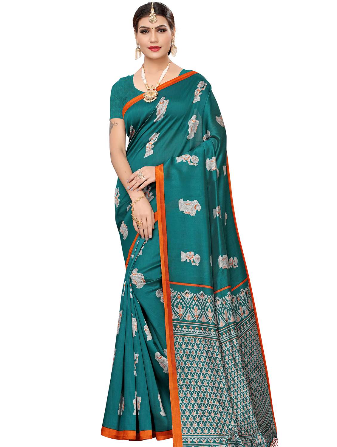 conversational mysore silk saree with blouse