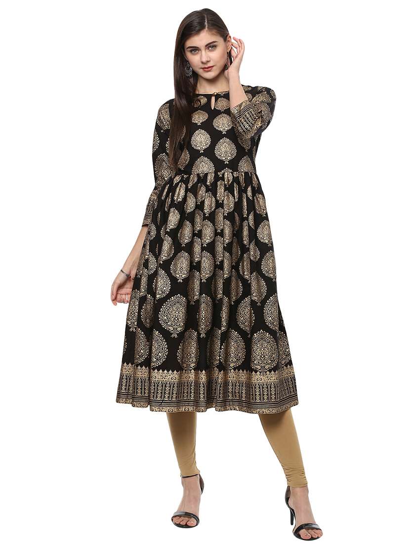 block printed anarkali kurta