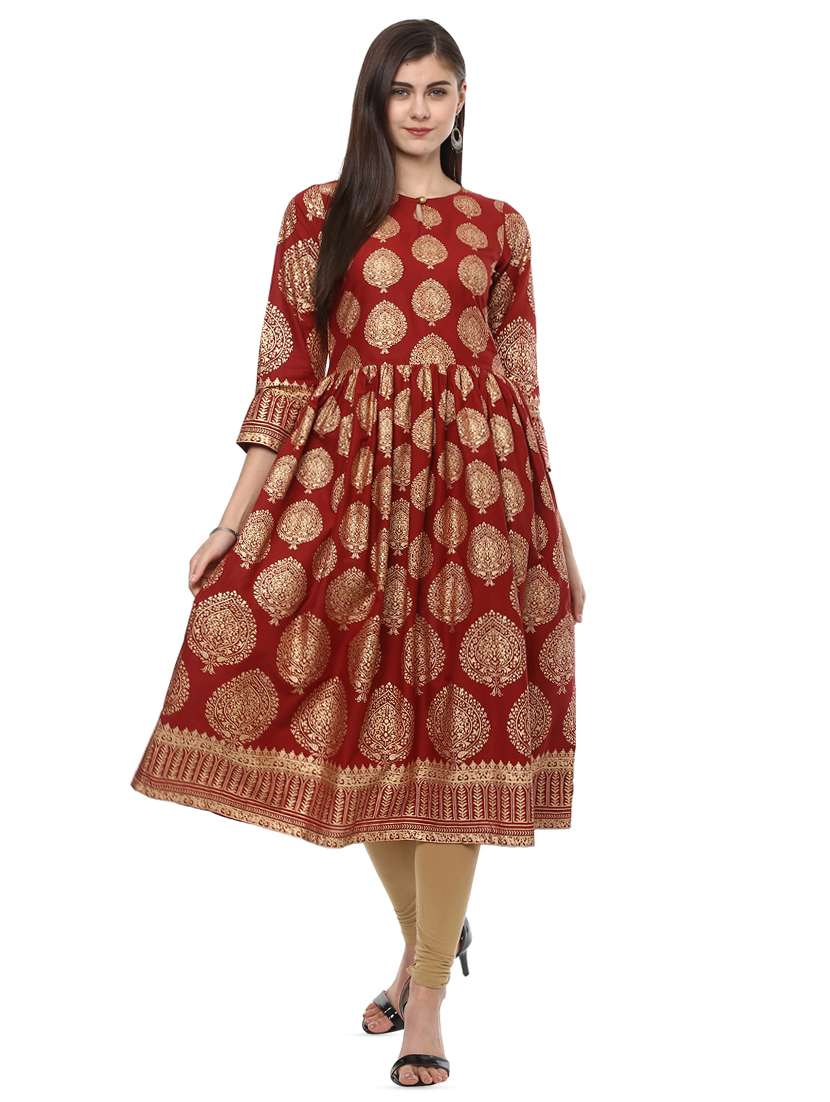 block printed anarkali kurta
