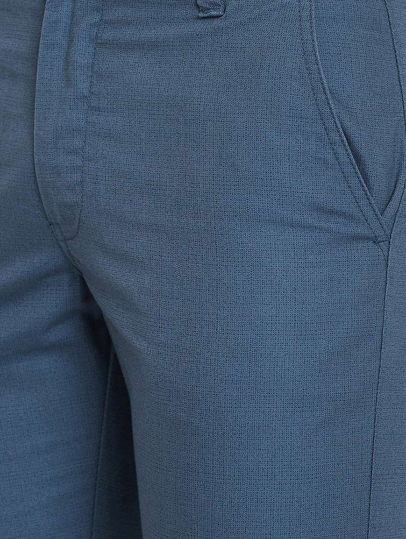 teal blue textured chinos - 16396828 - Standard Image - 4