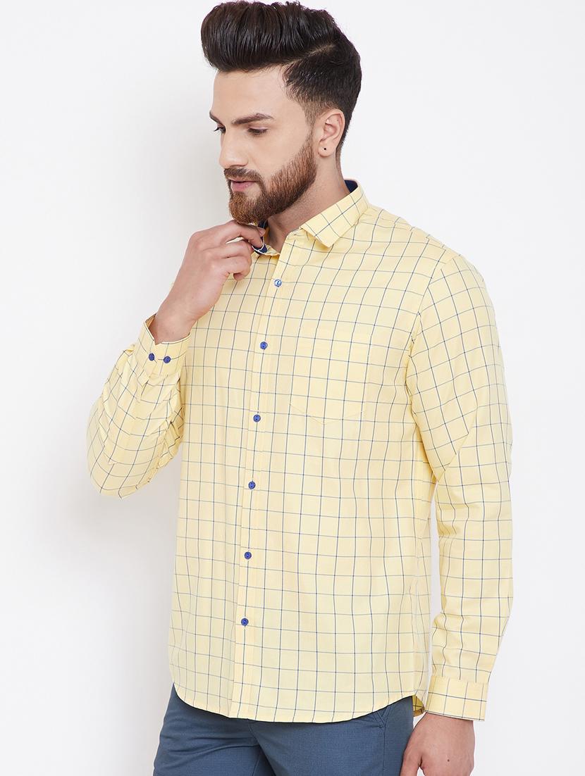 yellow checkered casual shirt - 16396850 - Standard Image - 1