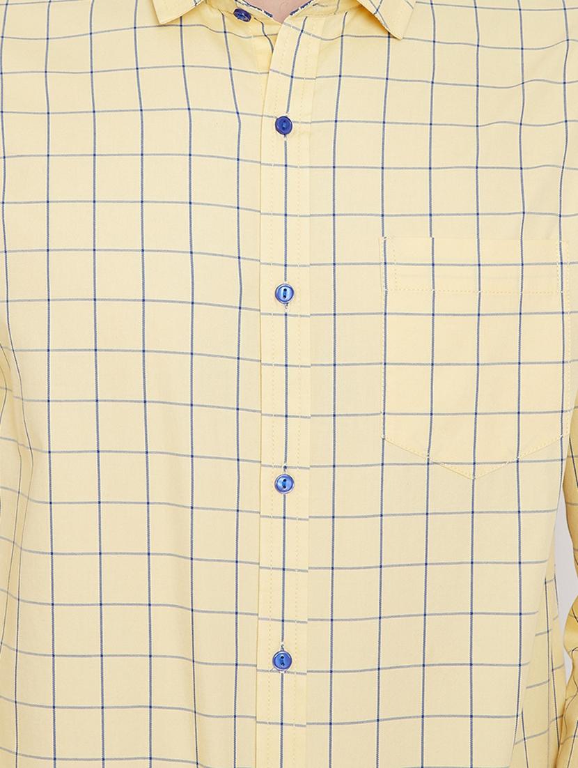 yellow checkered casual shirt - 16396850 - Standard Image - 4