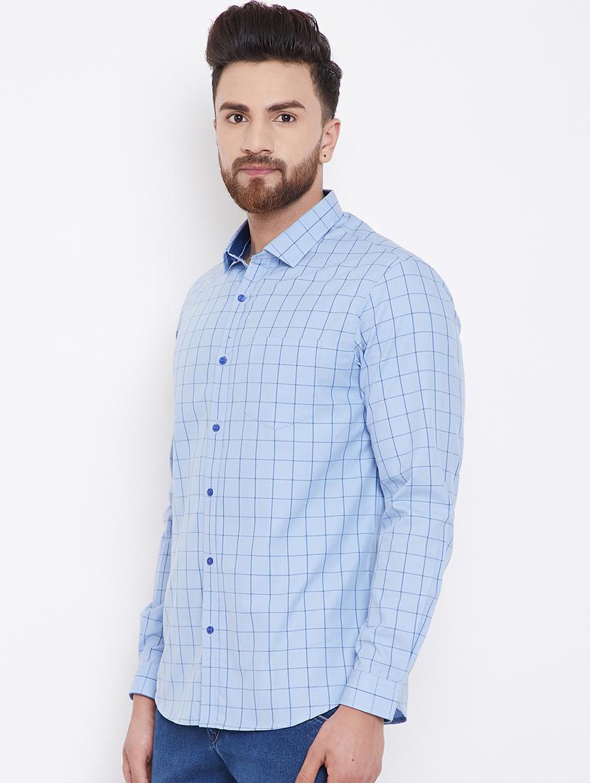 light blue checkered casual shirt - 16396852 - Standard Image - 1