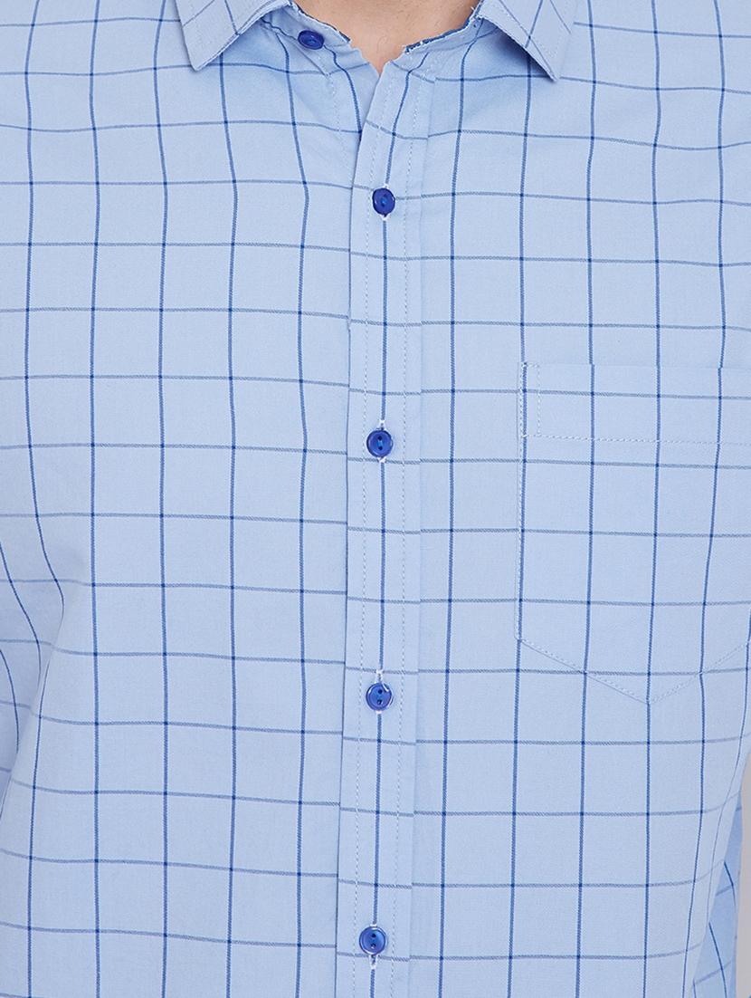 light blue checkered casual shirt - 16396852 - Standard Image - 4