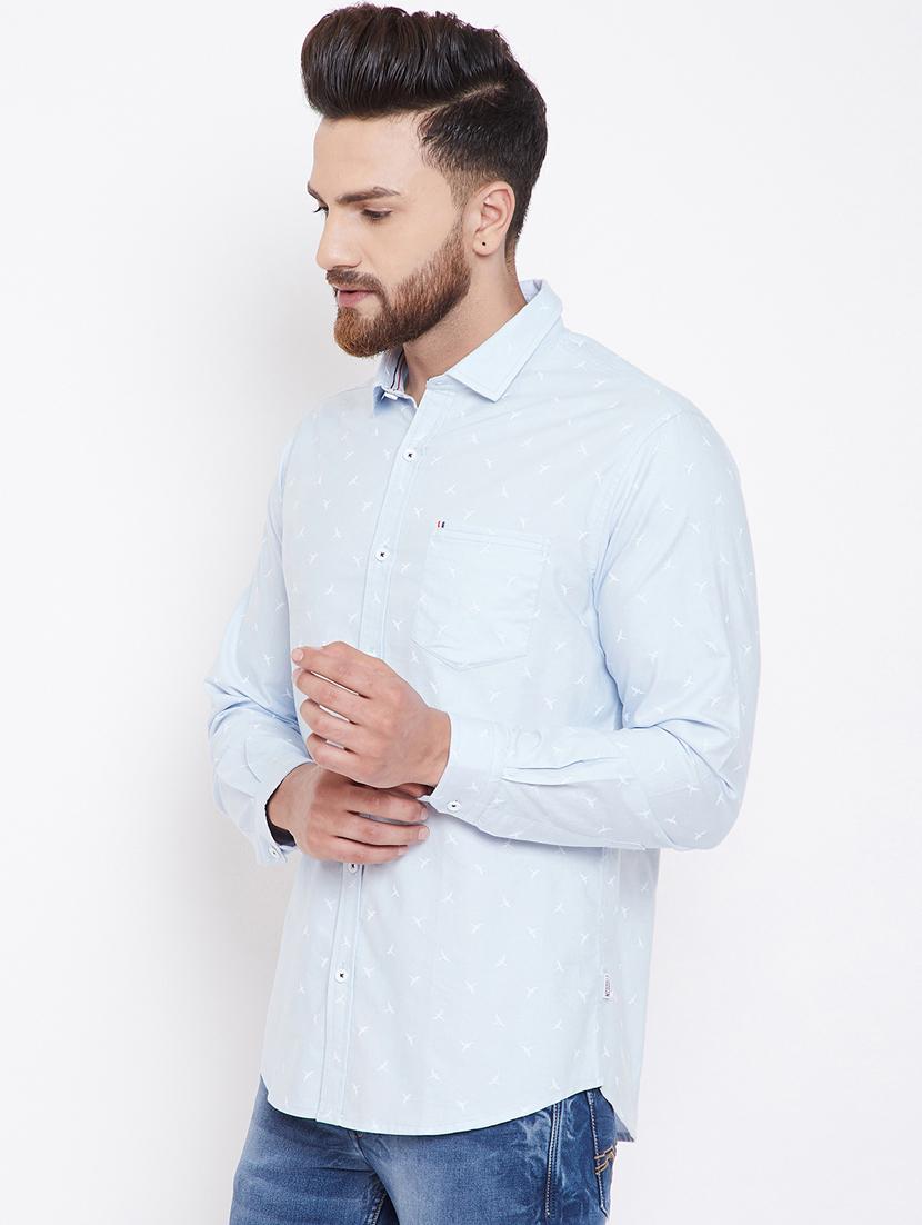 light blue printed casual shirt - 16396859 - Standard Image - 1