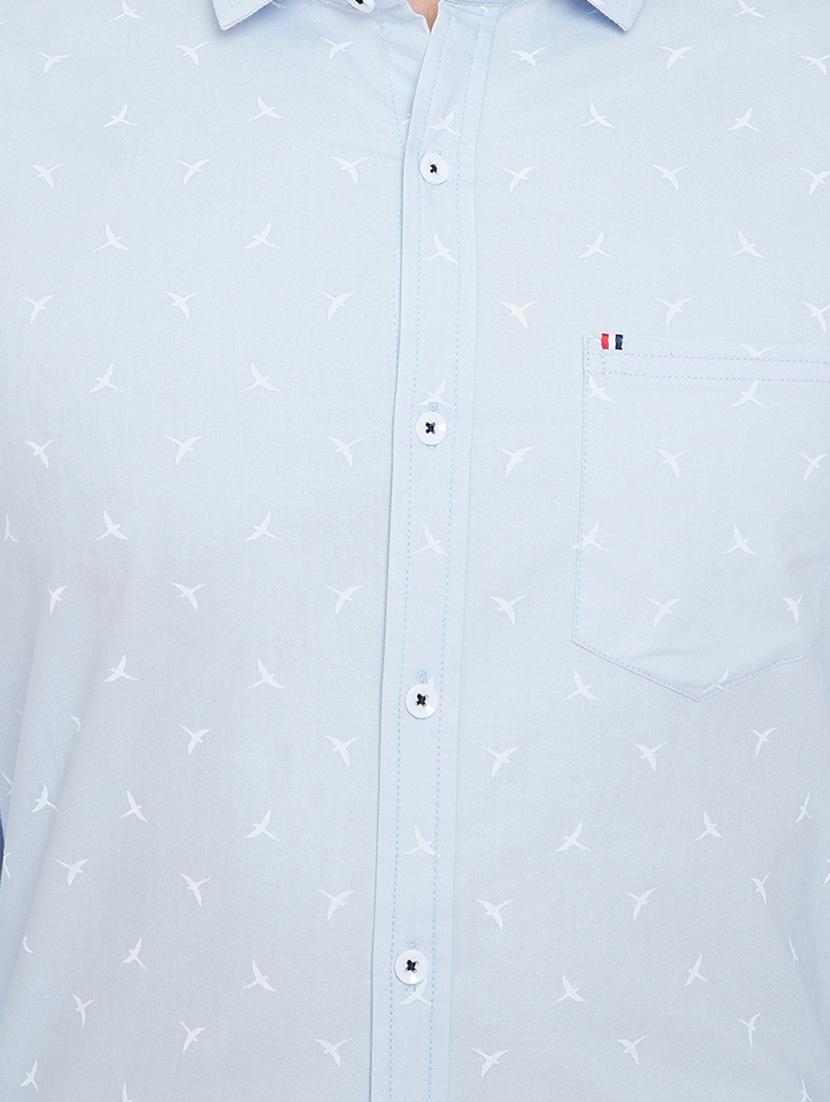 light blue printed casual shirt - 16396859 - Standard Image - 4