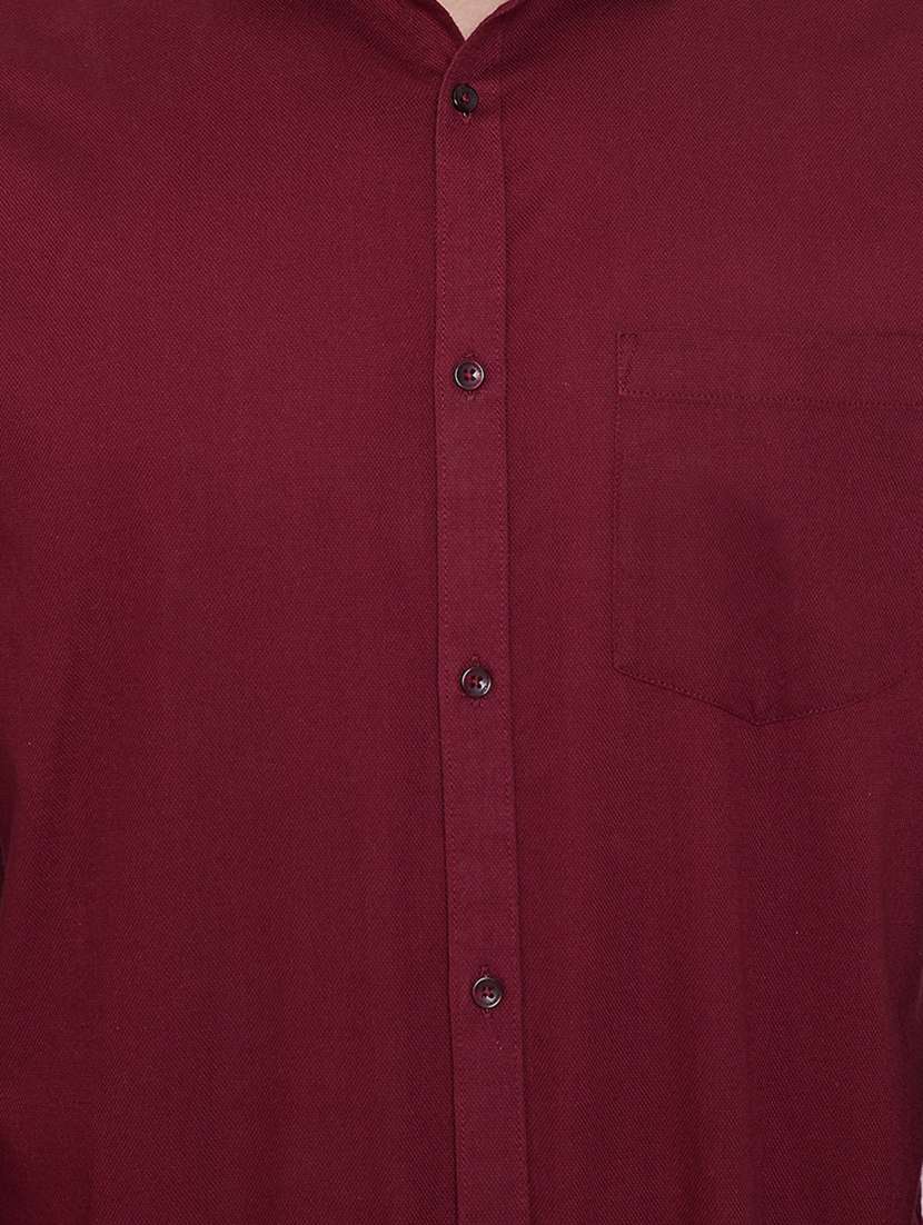 maroon solid formal shirt - 16396871 -  Standard Image - 4