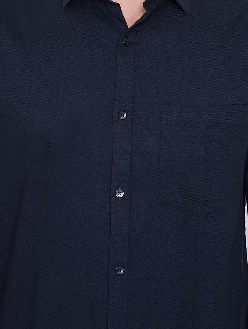 navy blue solid formal shirt - 16396872 -  Standard Image - 4