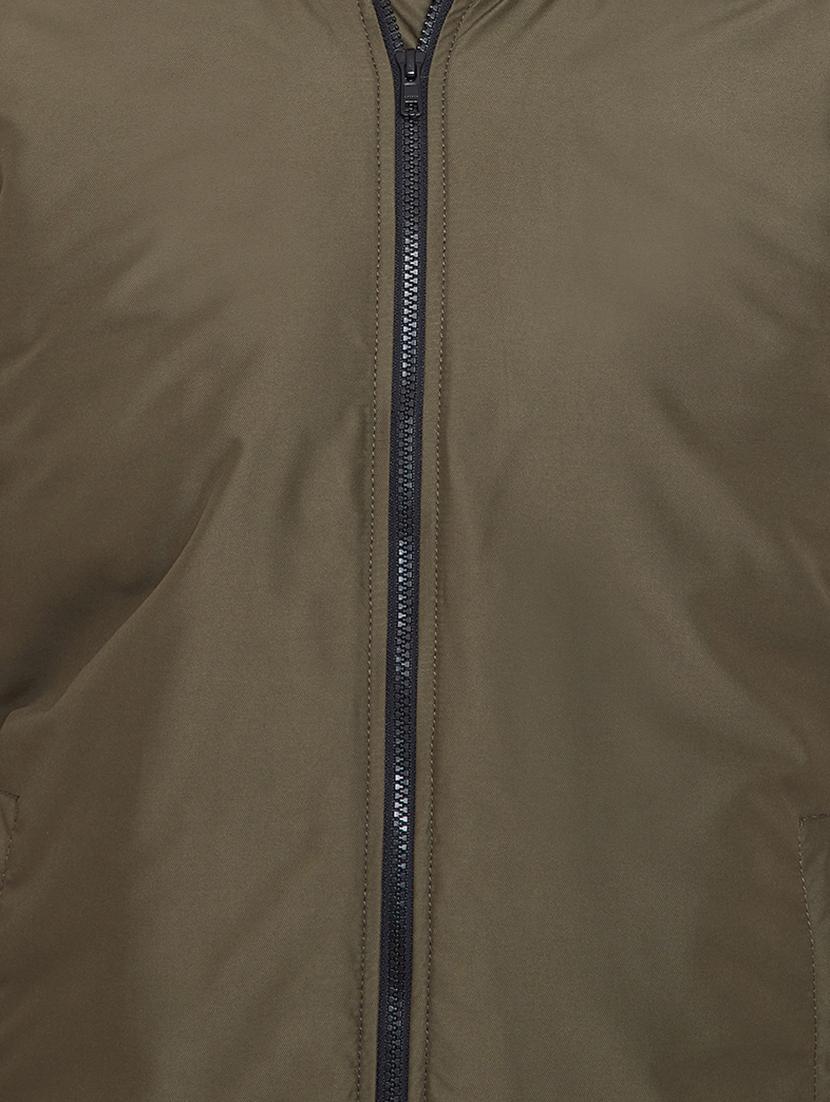 olive green solid bomber jacket - 16396880 - Standard Image - 4
