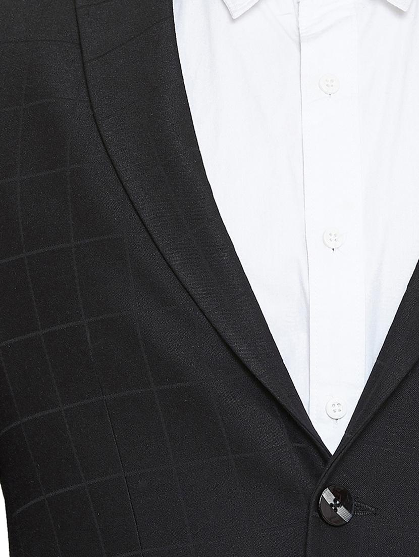 black checkered single breasted formal blazer - 16396897 - Standard Image - 4