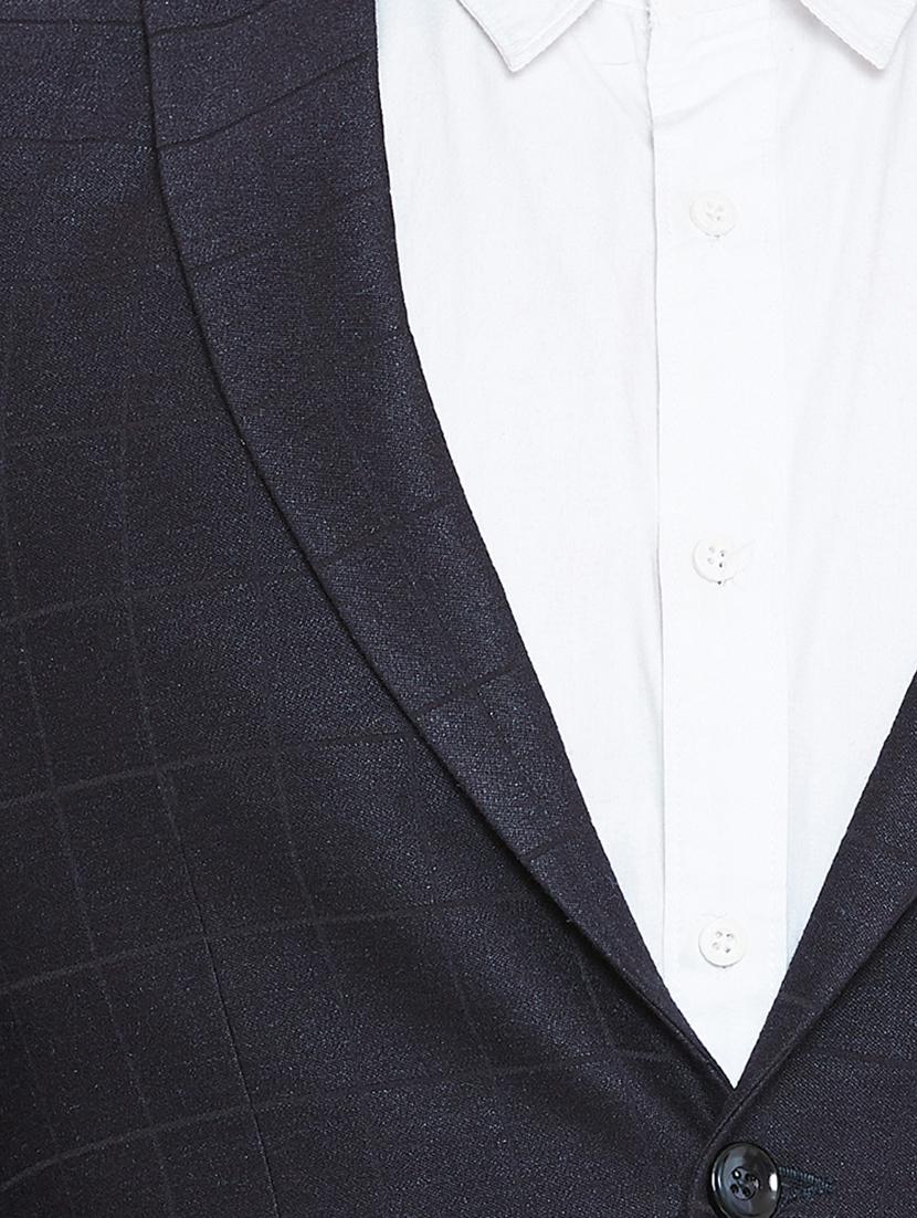 dark blue checkered single breasted formal blazer - 16396898 - Standard Image - 4