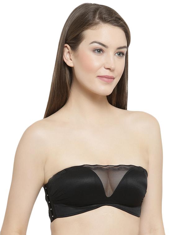 styled back mesh inserted tube bra - 16396943 - Standard Image - 1