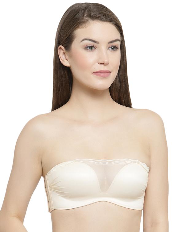 styled back mesh inserted tube bra - 16396944 - Standard Image - 1