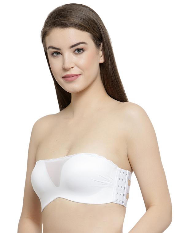 styled back mesh inserted tube bra - 16396945 - Standard Image - 1