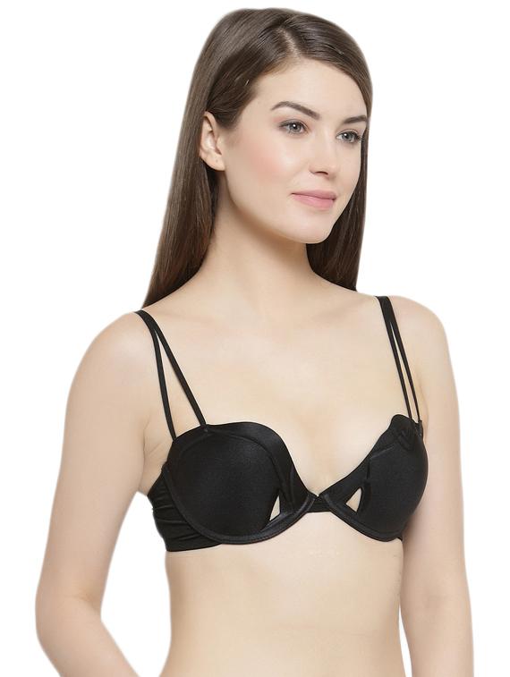 cutout detail solid push up bra - 16396995 - Standard Image - 1