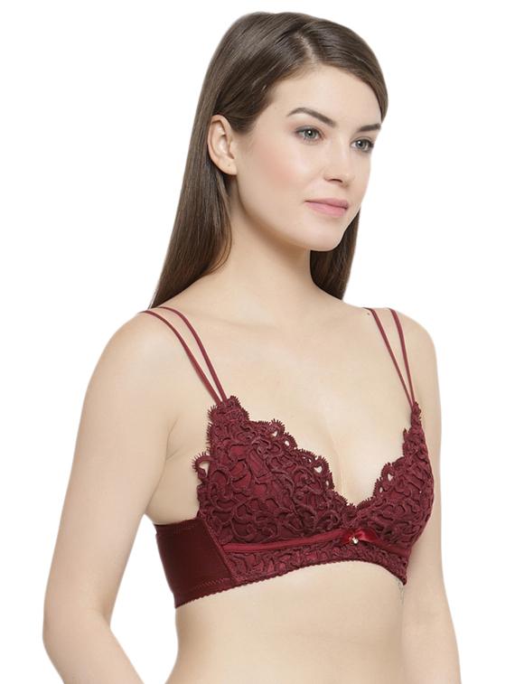 floral laced plunge bra - 16396999 -  Standard Image - 1