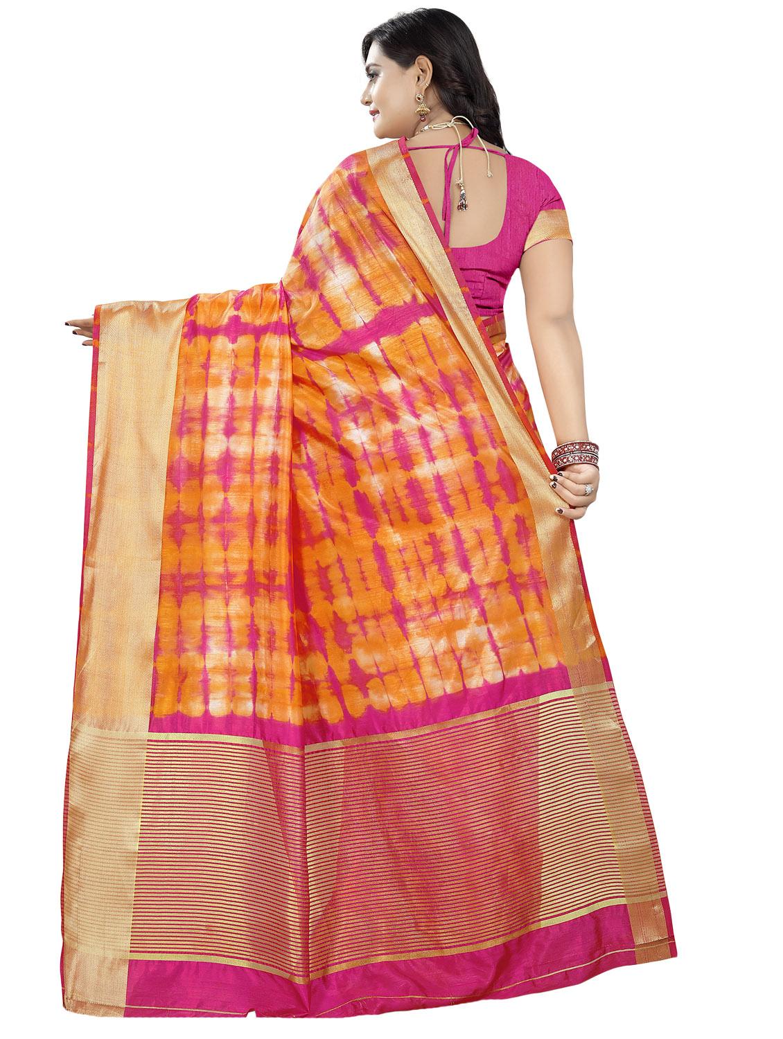 zari border shibori saree with blouse - 16398840 - Standard Image - 1