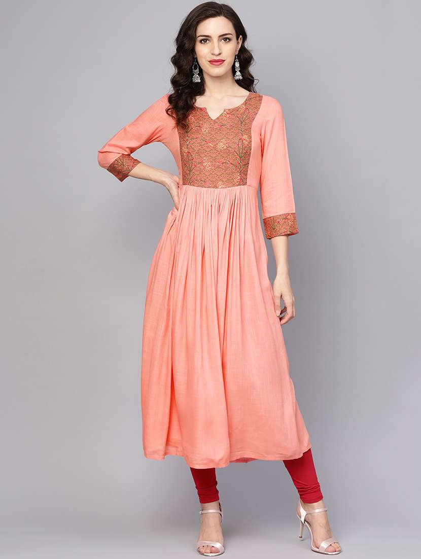 printed panel flared kurta 