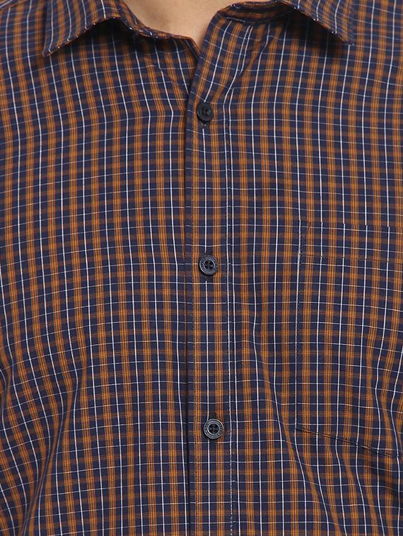 navy blue checkered casual shirt - 16399594 - Standard Image - 4
