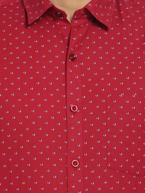 mens micro print casual shirt - 16399599 - Standard Image - 4