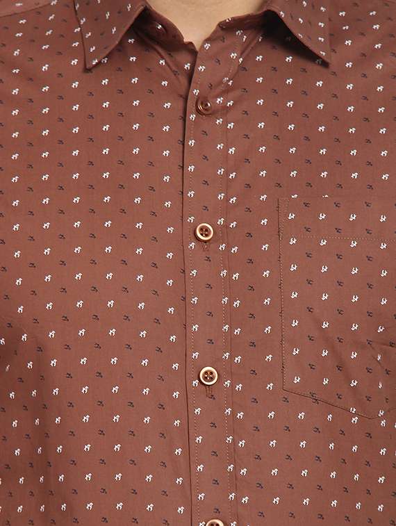 mens micro print casual shirt - 16399600 - Standard Image - 4