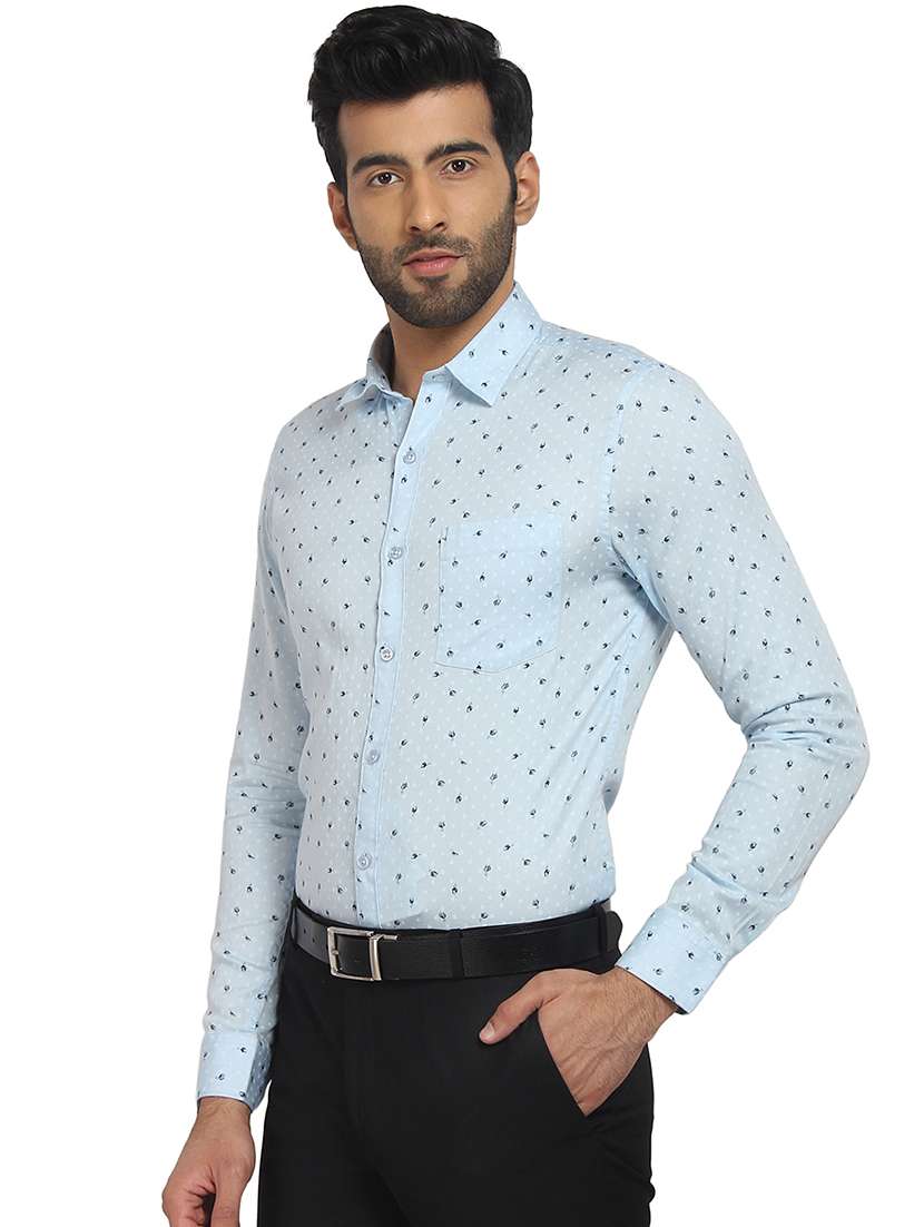 light blue printed casual shirt - 16399631 -  Standard Image - 1