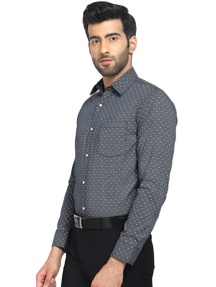 navy blue printed casual shirt - 16399653 -  Standard Image - 1