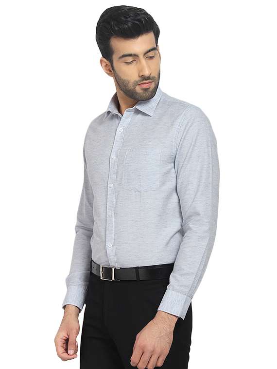 grey solid formal shirt - 16399658 -  Standard Image - 1