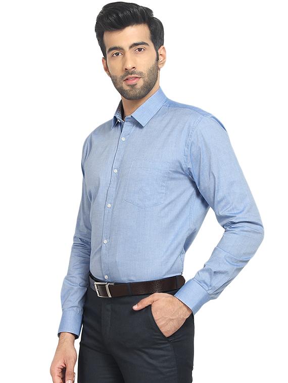 light blue solid formal shirt - 16399665 -  Standard Image - 1